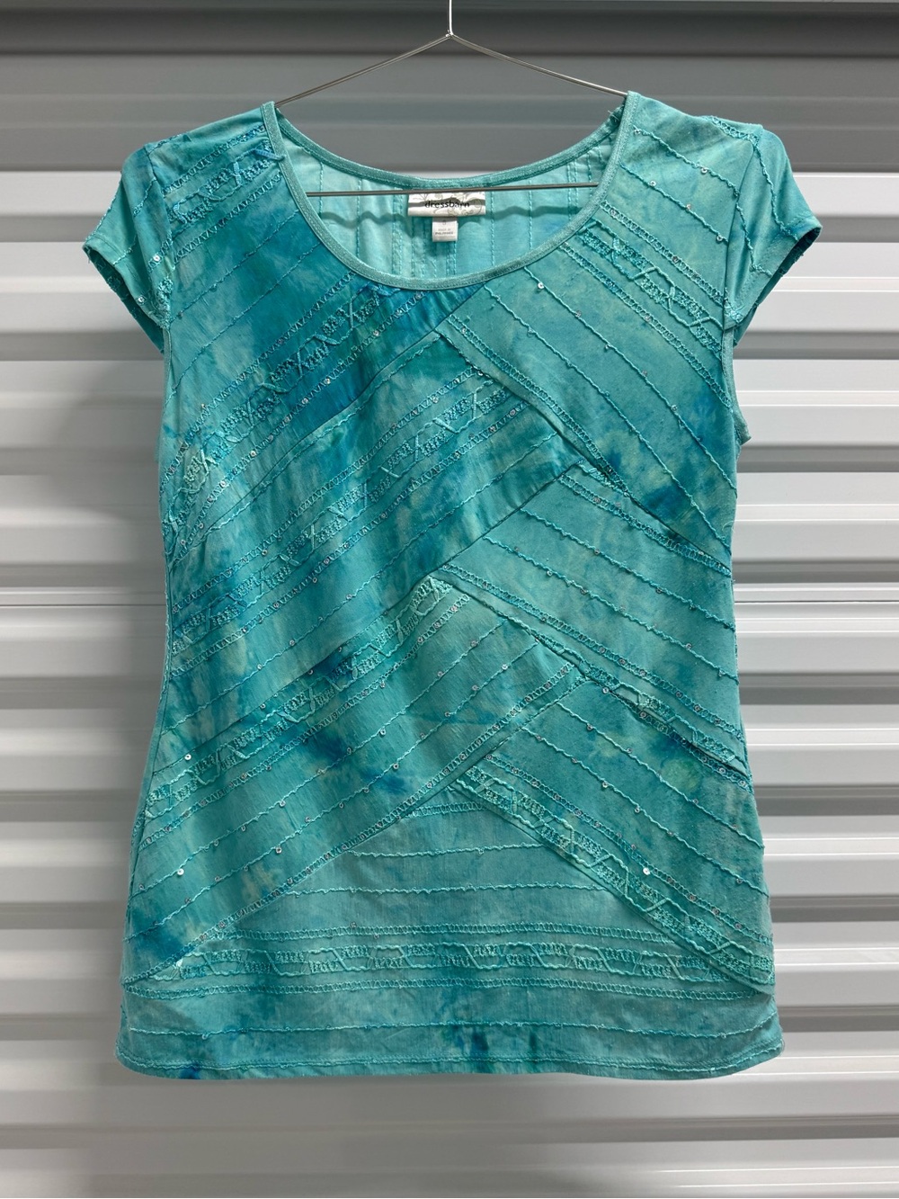 dressbarn Teal beaded sequin Y2K Top